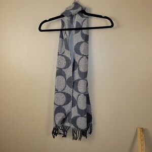 Coach 1941 Wool Cashmere Scarf Winter Tassel Grey 132154